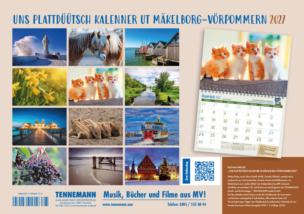 Kalenderrückseite mit den 12 Monatsmotiven